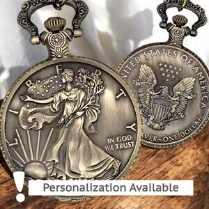 Walking Liberty Pocket Watch - Vintage Coin, Silver Dollar. Rare Collectible